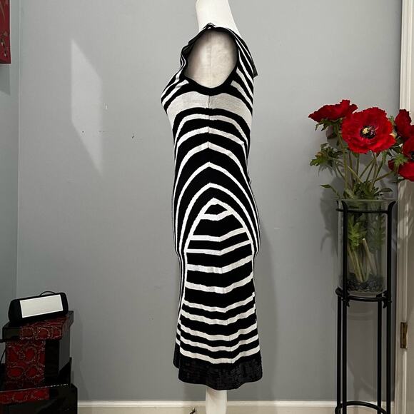 NEW INC Stripe Colorblock Iridescent Sequins Two Tone Bateau Knit Midi Dress NWT - Picture 7 of 16